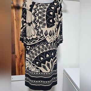 Enfocus Studio Black and Cream Patterned Dress